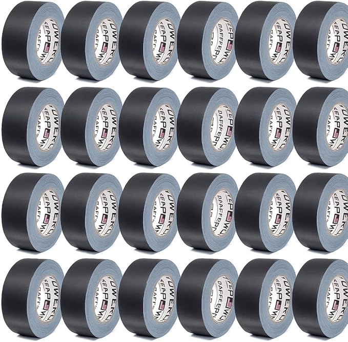 Gaffer Power Proudly Made in The USA, Real Professional Grade Gaffer Tape, Heavy Duty Gaffers Tape, Non-Reflective, Multipurpose. 2 Inches x 30 Yards, Black (Case of 24)
