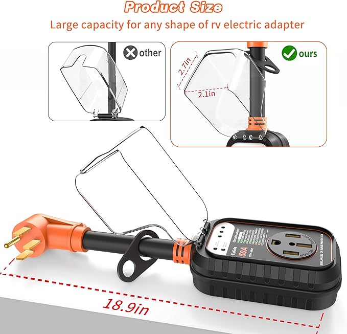 EyGde RV Surge Protector 50 Amp, RV Circuit Analyzer with Waterproof Cover, RV Accessories Power Voltage Protection Guard for Camper Travel Trailers