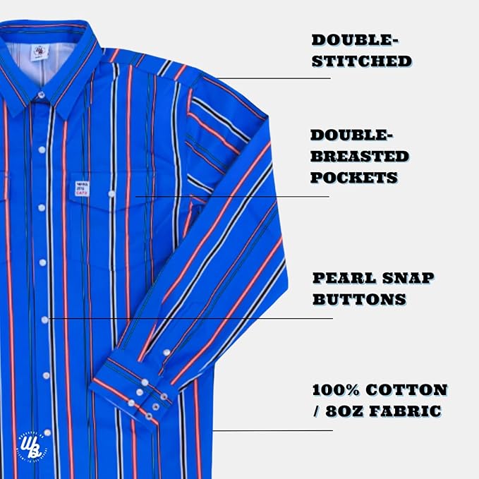 WoahBros FR Shirts for Men, 8oz Midweight Flame Resistant Welding Shirt, 100% Cotton, Pearl Snap Buttons - CAT2/NFPA2112