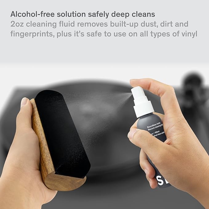Boundless Audio Vinyl Record Cleaning Kit - 5-in-1 Vinyl Cleaner Kit Includes Record Brush, Stylus Cleaner, Cleaning Solution, Nylon Brush & Metal Case
