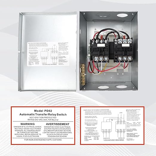 USTAR RV Automatic Transfer Switch, Automatic Transfer Relay Switch 50 Amp, 120/240 VAC for RV, Camper, Travel Trailer, Speedboats