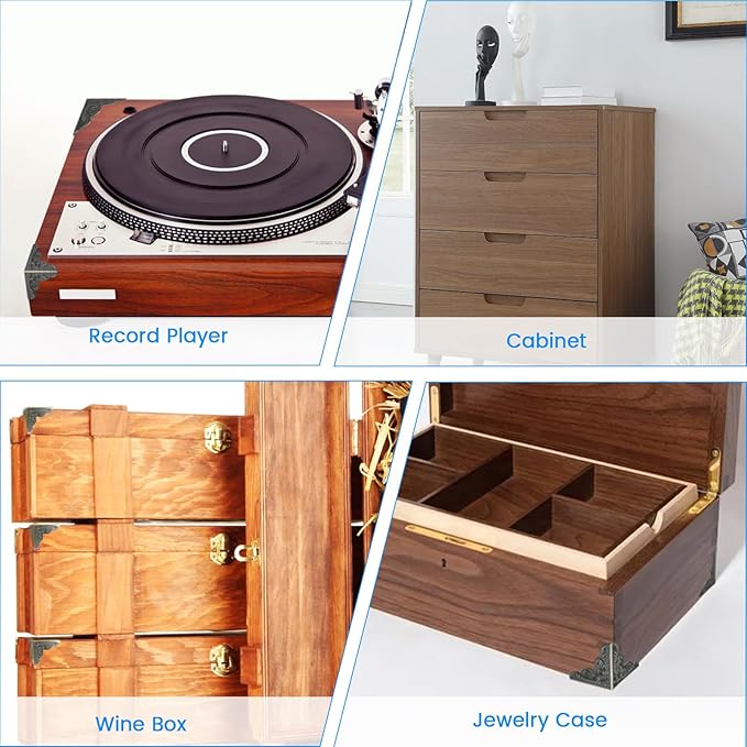 SDTC Tech 12 Pack Furniture Corner Protector 1" x 1" Antique Bronze Triangle Edge Decorative Metal Corner Guard for Storage Box Jewelry Case Cabinet Coffee Table Wooden Chest etc.