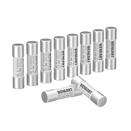 Wengart Solar Fuses WGPV-30,DC1000V 30Amp,10x38mm,I133kA,Fast Photovoltaic Fuses for Solar Photovoltaic Applications,10pcs