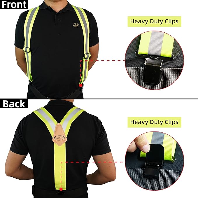 MELOTOUGH Reflective Safety Suspenders|Work Suspenders with Hi Viz Reflective Strip Hold Up Tool Belt Suspenders