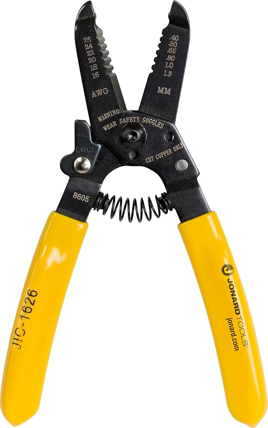 Jonard Tools JIC-1626 16-26 AWG Wire Stripper and Cutter, 6-3/4" Length