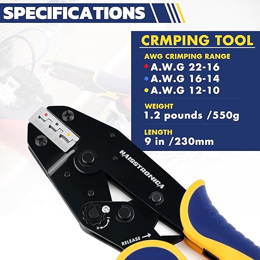 haisstronica 330PCS Marine Grade Heat Shrink Butt Connectors Set, 22-10 AWG (3Colors/3Sizes), with 9" Heat Shrink Crimping Tools and Organizer