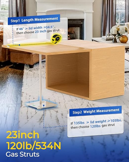 ARANA Gas Struts 23 inch 120lb with Brackets (2 Pack) - Heavy Duty Lift Support for RV Bed Hatch & Storage Box Lid - Hydraulic Spring Shocks for Camper Bed, Cellar Door, Floor Hatch