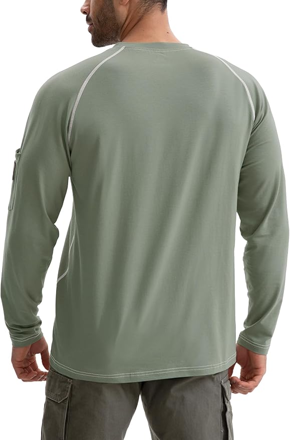 WORKWEYA FR Shirts for Men 6OZ Light Weight Welding Shirts Thumb Hole Stretch Breathable NFPA2112 CAT2 for Summer