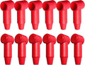 Ampper 12 Pcs Long Silicone 1/4", 5/16" Stud Terminal Covers, Flexible Post Terminal Cover Protector Boot for Battery Power Junction Block Post, Fits 6-1 Gauge Wire (Red)