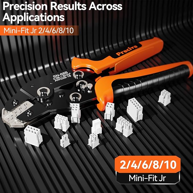 Preciva Mini-Fit Jr Kit Crimping Tool, with 12 Types 2-10 Pin Molex 4.2mm Connector, AWG 28-16 Terminals Terminals Crimping Pliers Compatible Dupont, Molex, KF2510