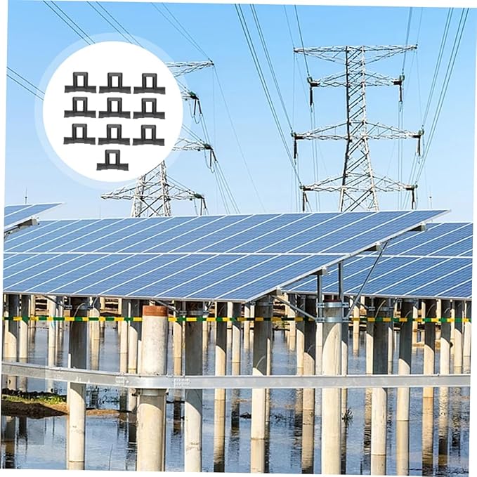 12pcs Solar Panel Water Drainage Clips Photovoltaic Cleaning Brush Deflector Clip Mounting Clamps for Outdoor Maintenance