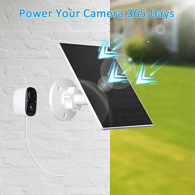 2W Solar Panel for Security Camera Outdoor, USB/USB-C Charger with IP65 Waterproof, 360° Adjustable Mount & 7.2ft Cable, Compatible with Rechargeable Battery Cameras (2 Pack, White)