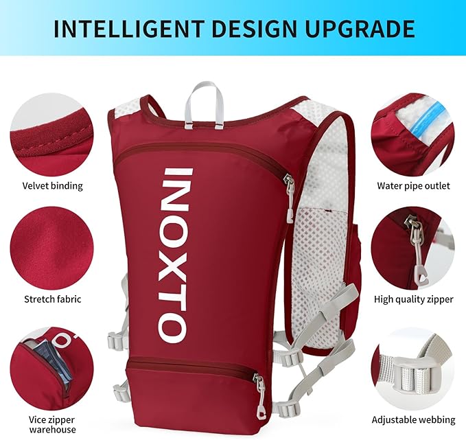 INOXTO Running Hydration Vest Backpack,Lightweight Insulated Pack with 1.5L Water Bladder Bag Daypack for Hiking Trail Running Cycling Race Marathon for Women Men