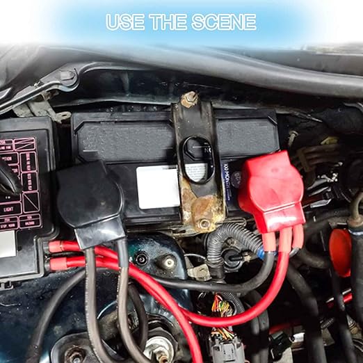 Battery Terminal Connectors, Military Spec Positive Negative Heavy Duty Auto Car Marine Battery Terminal,with 4 Pcs 2 Gauge 3/8" Copper Lugs,4 Heatshrink,2 Cover and Anti Corrosion Washers (Kit)