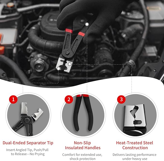 Electrical Disconnect Pliers Set – 4PC Electrical Connector Pliers for Cars, Fuel Line Disconnect Tool, and 8PCS Terminal Removal Tools – Automotive Electrical Tool Kit
