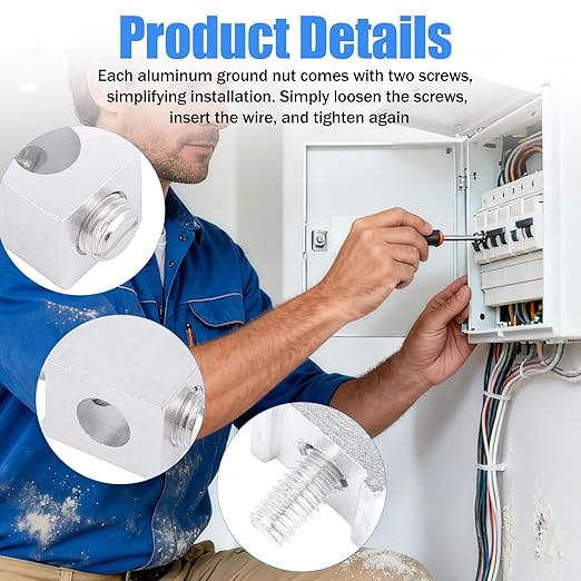 4pcs #4-2/0 Neutral Lug Kit, Aluminum Circuit Breaker Ground Lugs for Electrical Connections Home & Electrician Use