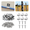 Fence Wire Clamps Agricultural Fencing Mounting Clips, Stainless Steel Wire Clips with Screws for Welded Wire to Wood, Metal or Vinyl Fence (100)
