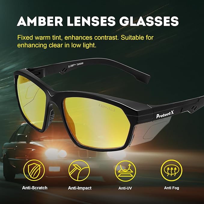 ProtectX Classic Safety Glasses, Anti-Fog Scratch Resistant Lenses, Protective Eyewear for Work, Indoor/Outdoor, ANSI Z87.1