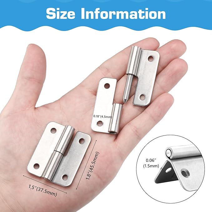 1.8 Inch Lift Off Hinge, Stainless Steel 304, Detachable Slip Joint Flag Hinges for Various Wooden or Metal Boxes, Tool Chests, and More (Left Handed, 18 PCS)