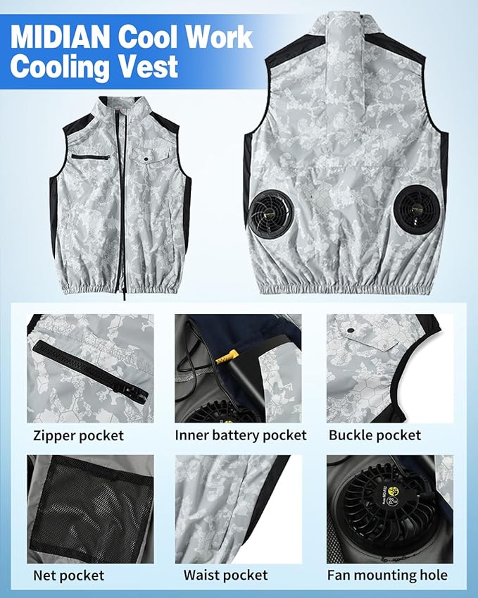 Air Conditioning Vest with 30V High-Power Fans 20000mAh Battery Cooling Workwear for Hot Summer Outdoor & Industrial Use