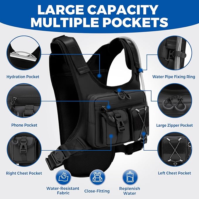 USA Original Patent Running Hydration Vest Backpack, Lightweight Chest Pack with 2.0L Water Bladder Bag Daypack for Hiking Running Cycling Race Marathon for Women Men