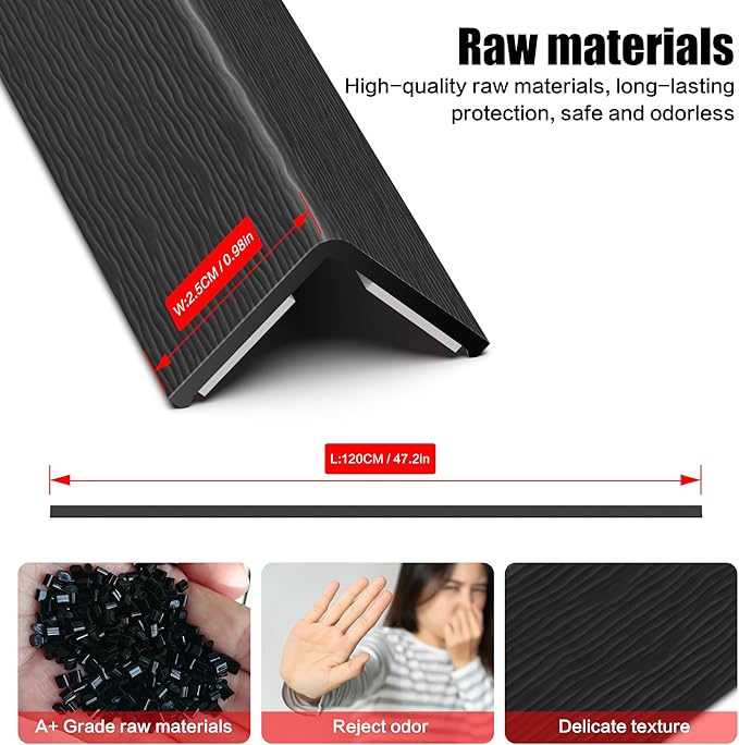 ‎Frychee Wall Corner Protector, Walls Edge Protector，Self-Adhesive Wall Corner Guards,PVC Double Side Edge Protector， Furniture Stairs Guard (Black Wood Grain 2PCS 120cm/47.2in)