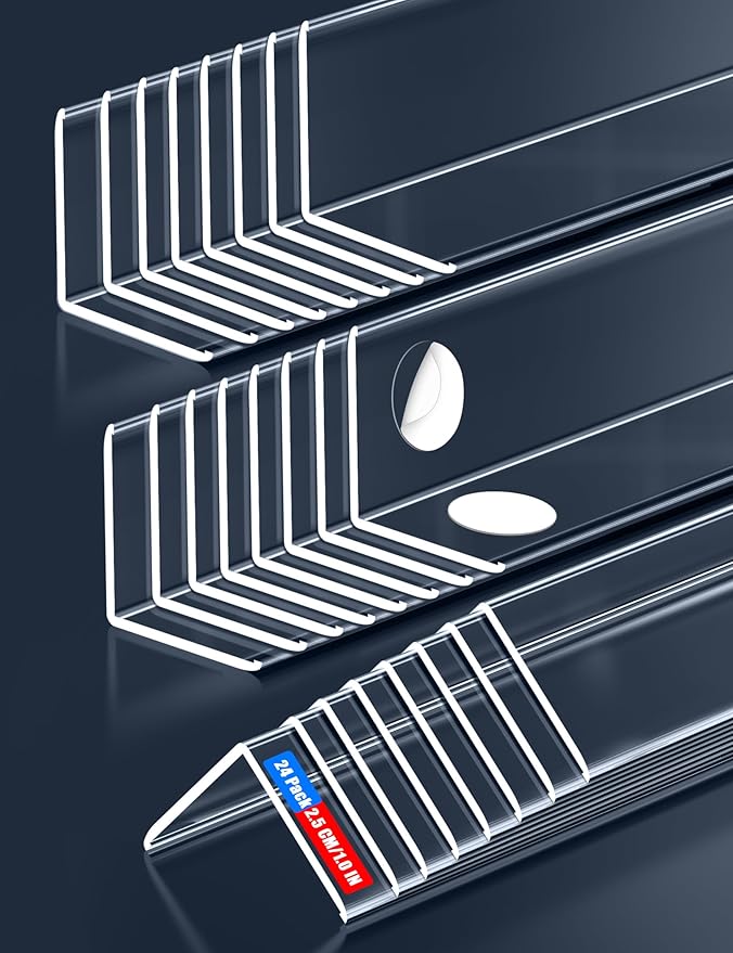 Clear Corner Protectors –Self-Adhesive Baby Proofing Safety Bumpers for Walls, Furniture, Cabinets & Desks – Freely Spliced to Meet Your Needs (24PCS, 2.5x60.96cm/1.0x24in)