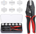 Mayouko 7PCS Quick Change Wire Crimping Tool Set for Heat Shrink, Insulated Nylon, Non-Insulated, Wire Ferrules, Open Barrel Terminals, Solar Connectors, Crmiper with 6 Interchangable Die