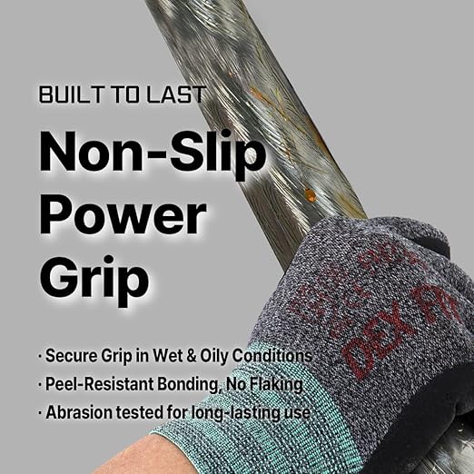 DEX FIT Nitrile Work Gloves FN330, 3 Pairs, 3D-Comfort Stretchy Fit, Firm Grip, Thin & Lightweight, Touch-Screen Compatible, Durable, Breathable & Cool, Machine Washable; Black Grey S (7)