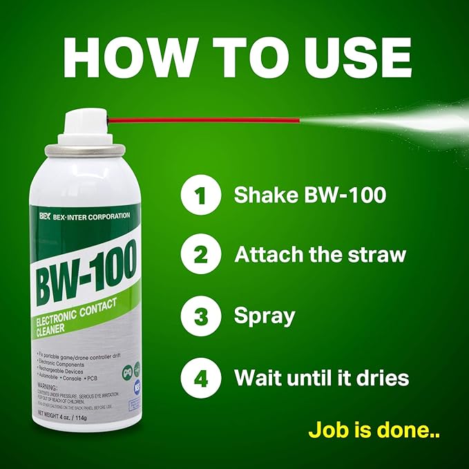 Non-Flammable Electronic Contact Cleaner Aerosol Spray - Safely Cleans Joysticks, Computers, PCB and More - Removes dust, Dirt and contaminants on Contact-Quick Dry | 4oz/114g | Pack of 3