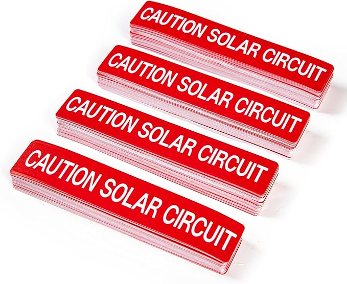 250 PCS Caution Solar Circuit Stickers - CDXHOME Photovoltaic PV Warning Labels, Waterproof UV Resistant Vinyl with Strong Adhesive, for Code-Compliant Marking