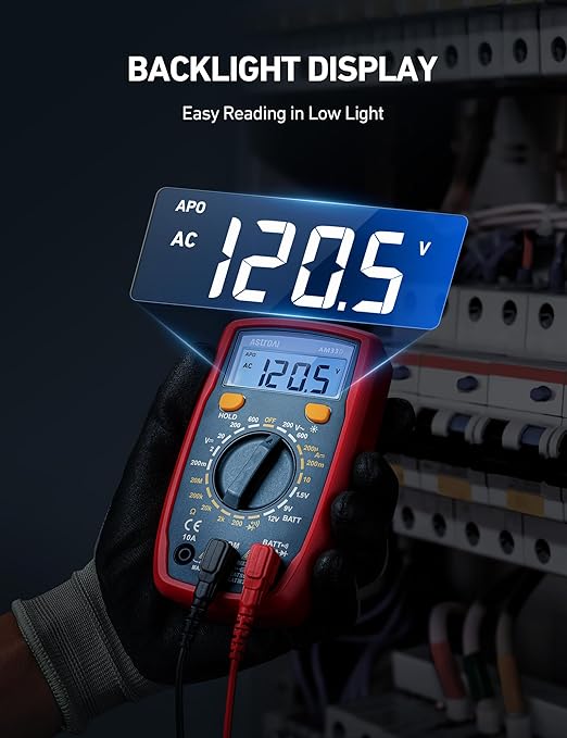 AstroAI Digital Multimeter Tester 2000 Counts with DC AC Voltmeter and Ohm Volt Amp Meter; Measures Voltage, Current, Resistance, Continuity and Diode, Blue