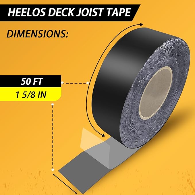 4 Pack Joist Tape for Decking 1-5/8"×50', Weather-Resistant Deck Butyl Joist Tape,Waterproof Joists Tape for Flashing Deck Joists and Beams Building Joists
