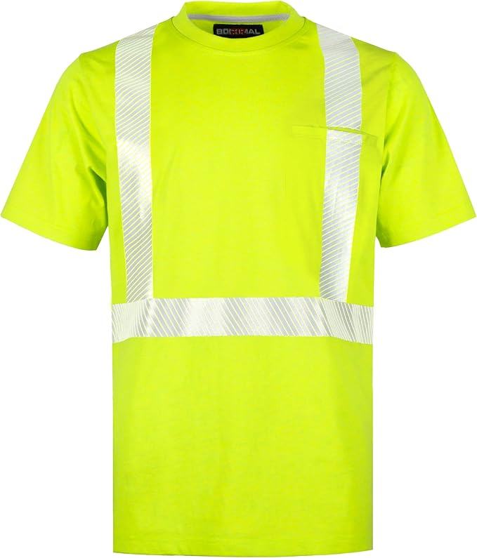 BOCOMAL FR Hi-Vis Shirts 6oz Lightweight High Visibility Reflective Flame Resistant/Fire Retardant Shirt Men's Safety Shirts