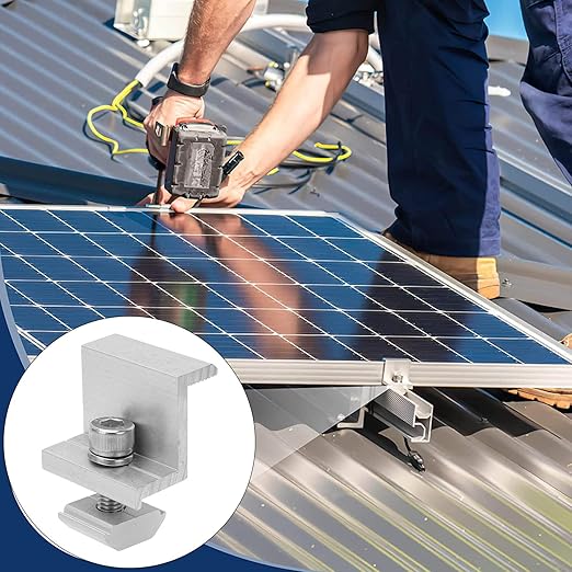 Solar Panel Clamps Z Brackets 10PCS Aluminum Mounting System Grounding Clip Lug (30mm)