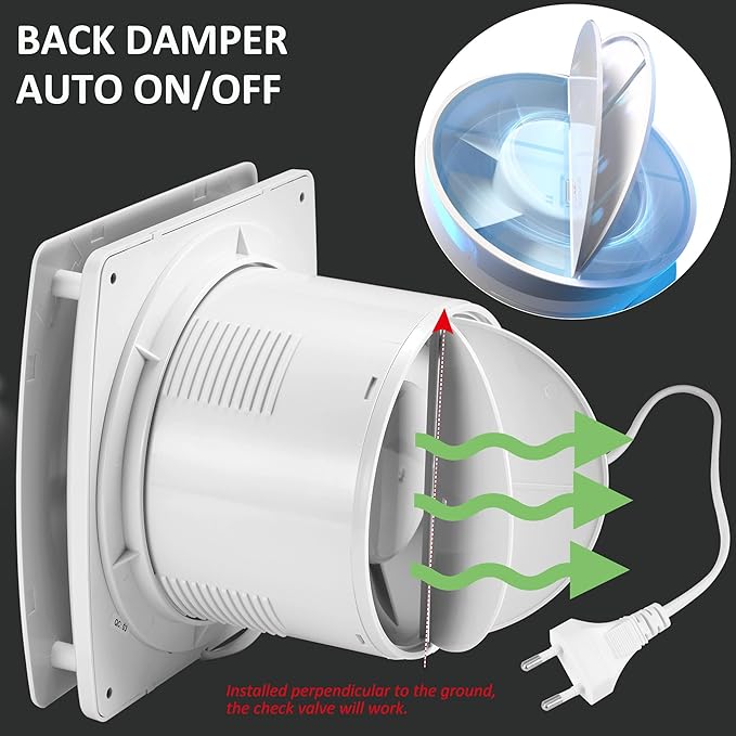 4" Exhaust Fan, 50CFM Quiet Small Window Wall Mount Vent Extractor Fan for Kitchen Bathroom Workshop Garage (US Cord)