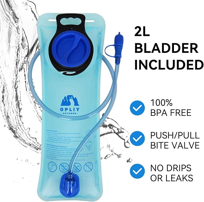 Hydration Backpack with 2L Bladder – Durable Lightweight Water Pack for Running, Hiking, Biking – Fits Men, Women, Youth