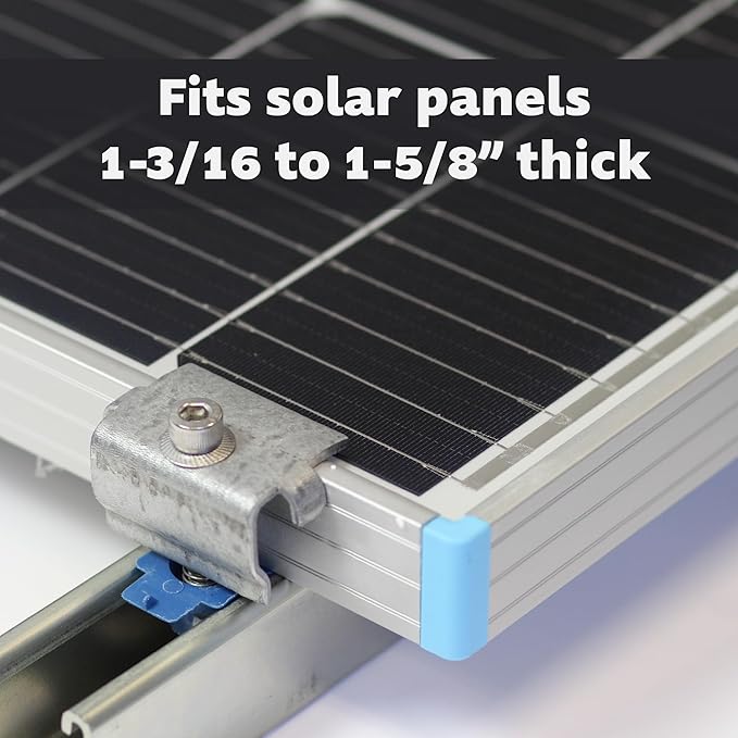 SPEC158-5PK Solar Panel End Clamps for 1-5/8 in. Steel Strut Channel, Solar Panel Kit with End Clamps and Cone Nuts for Mounting Solar Panels, Pack of 5