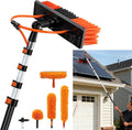 24FT Water Fed Pole Window Cleaning System & Solar Panel Cleaning Kit, Professional Window Washing Kit with Extension Pole, 180° Rotating Brush & Soap Dispenser