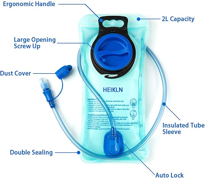 Hydration Bladder 1.5L-2L-2.5L-3L,Leak Proof Water Reservoir, BPA Free Military Water Storage Bladder Bag Hydration Pack Replacement Easy Clean for Bicycling Hiking Camping Hunting Running