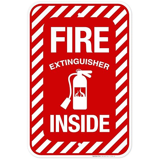 Fire Extinguisher Inside Sign, Fire Safety Sign, 12x18 Inches, Rust Free .063 Aluminum, Fade Resistant, Made in USA