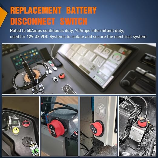 Nilight Battery Disconnect Switch 50A Master Disconnect Isolator 12V-48V On Off Power Cutoff Switch Waterproof Heavy Duty for Marine Boat Car RV ATV UTV Yacht, 2 Years Warranty