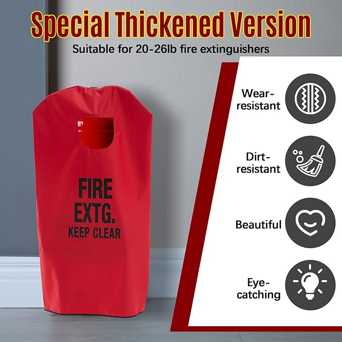 Amylove 2 Pcs Fire Extinguisher Cover 5-13 lb Heavy Duty Thickened Fire Protective Sleeve from Scuffs and Scratches Accessories 17" W x 22" L