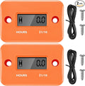 2 Pieces Inductive Hour Meter for Gas Engine Lawn Mower Dirt Bike Motorcycle Motocross Snowmobile Karting Marine ATV Boat Outboard Motor Generator Waterproof Hour Meters (Orange)