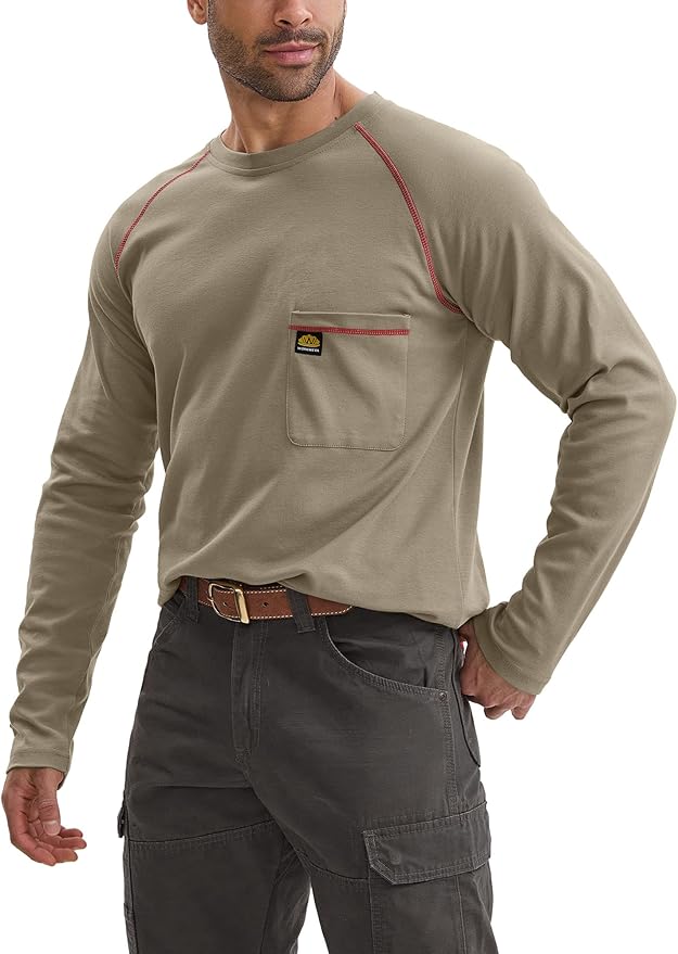 WORKWEYA FR Shirts Flame Resistant Shirt 6.5oz Men's NFPA 2112/CAT2 Long Sleeve Shirt