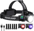 Headlamp Rechargeable with White/Red/UV/Black Light Headlight,1080 High Lumens Super Bright LED Headlamps Battery Powered,16 Modes Waterproof Head Lamp for Hardhat Hunting Pet Urine Detection