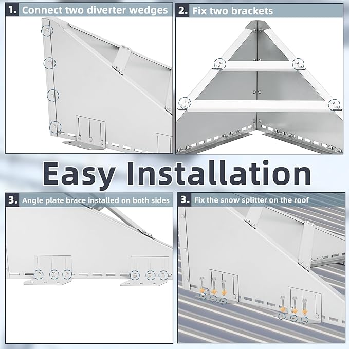 Snow Splitter for Metal Roofs, Roof Snow Diverter for 6"-10" Wood/Metal Stove Vent Chimneys, Adjustable Snow Splitter for Chimneys, Lifetime Protect DAMS and Avalanches, Galvanized Steel, Universal