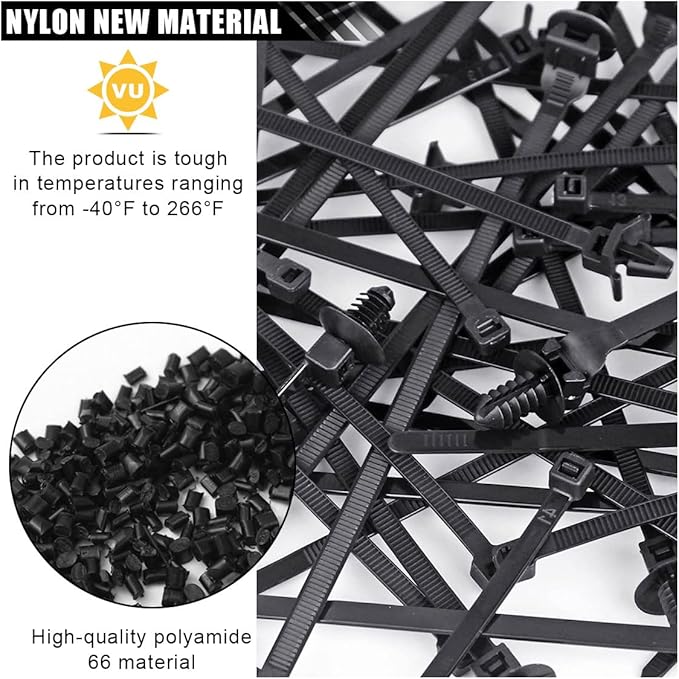 120PCS Car Push Mount Cable Zip Tie, Heavy Duty Fastener Cable Clip Self Locking Cable Strap Compatible with Boat Trailer, Nylon Engine Bay Wire Harness Restraint Tie Wrap for Indoor Outdoor