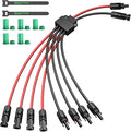 Bateria Power Solar Connectors 30A Y-Branch Cable, Solar Cable Parallel Adaptor Solar Panel Wire Connectors in Pair for Solar Panel (1*MF/MMMMFFFF)