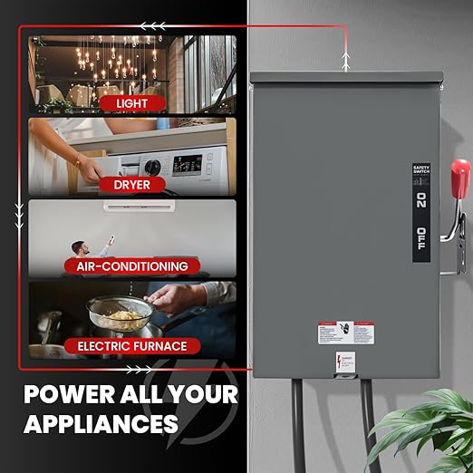 3P 200A Generator Transfer Switch,Upgraded Heavy Duty 48000W Manual Transfer Switch for Home,General Double-Throw Safety Switch 120/240-Volt Transfer Switch for Generator Indoor & Outdoor
